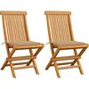 Image de vidaXL - Tuinstoelen - 2 - st - met - beige - kussens - massief - teakhout