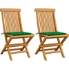 Image de vidaXL - Tuinstoelen - 2 - st - met - groene - kussens - massief - teakhout