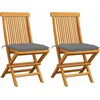 Image de vidaXL - Tuinstoelen - 2 - st - met - grijze - kussens - massief - teakhout