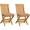 Image de vidaXL - Tuinstoelen - 2 - st - met - beige - kussens - massief - teakhout