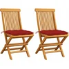 Image de vidaXL - Tuinstoelen - 2 - st - met - rode - kussens - massief - teakhout