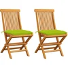 Image de vidaXL - Tuinstoelen - 2 - st - met - heldergroene - kussens - massief - teakhout