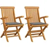 Image de vidaXL - Tuinstoelen - 2 - st - met - grijze - kussens - massief - teakhout