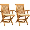 Image de vidaXL - Tuinstoelen - 2 - st - met - crèmekleurige - kussens - massief - teakhout