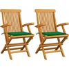 Image de vidaXL - Tuinstoelen - 2 - st - met - groene - kussens - massief - teakhout