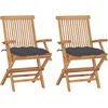 Image de vidaXL - Tuinstoelen - 2 - st - met - antracietkleurige - kussens - massief - teakhout