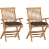 Image de vidaXL - Tuinstoelen - 2 - st - met - taupe - kussens - massief - teakhout