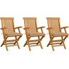 Image de vidaXL - Tuinstoelen - 3 - st - met - beige - kussens - massief - teakhout