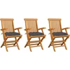 Image de vidaXL - Tuinstoelen - 3 - st - met - antracietkleurige - kussens - massief - teakhout