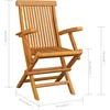 Image de vidaXL - Tuinstoelen - 3 - st - met - grijze - kussens - massief - teakhout