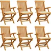 Image de vidaXL - Tuinstoelen - 6 - st - met - crème - kussens - massief - teakhout
