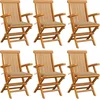 Image de vidaXL - Tuinstoelen - 6 - st - met - beige - kussens - massief - teakhout