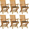 Image de vidaXL - Tuinstoelen - 6 - st - met - taupe - kussens - massief - teakhout