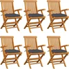 Image de vidaXL - Tuinstoelen - 6 - st - met - antracietkleurige - kussens - massief - teakhout