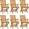 Image de vidaXL - Tuinstoelen - 6 - st - met - beige - kussens - massief - teakhout