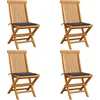 Image de vidaXL - Tuinstoelen - 4 - st - met - antracietkleurige - kussens - massief - teakhout