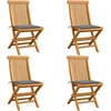 Image de vidaXL - Tuinstoelen - 4 - st - met - grijze - kussens - massief - teakhout