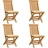 Image de vidaXL - Tuinstoelen - 4 - st - met - crèmekleurige - kussens - massief - teakhout