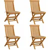 Image de vidaXL - Tuinstoelen - 4 - st - met - beige - kussens - massief - teakhout