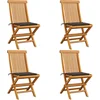 Image de vidaXL - Tuinstoelen - 4 - st - met - taupe - kussens - massief - teakhout