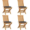 Image de vidaXL - Tuinstoelen - 4 - st - met - antracietkleurige - kussens - massief - teakhout