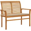 Image de vidaXL - Tuinbank - met - beige - kussen - 112 - cm - massief - teakhout