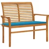 Image de vidaXL - Tuinbank - met - blauw - kussen - 112 - cm - massief - teakhout