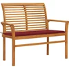 Image de vidaXL - Tuinbank - met - wijnrood - kussen - 112 - cm - massief - teakhout