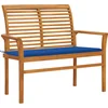 Image de vidaXL - Tuinbank - met - koningsblauw - kussen - 112 - cm - massief - teakhout