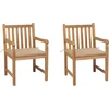 Image de vidaXL - Tuinstoelen - 2 - st - met - beige - kussens - massief - teakhout