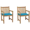 Image de vidaXL - Tuinstoelen - 2 - st - met - blauwe - kussens - massief - teakhout