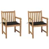 Image de vidaXL - Tuinstoelen - 2 - st - met - zwarte - kussens - massief - teakhout