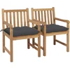 Image de vidaXL - Tuinstoelen - 2 - st - met - antracietkleurige - kussens - massief - teakhout