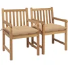 Image de vidaXL - Tuinstoelen - 2 - st - met - beige - kussens - massief - teakhout