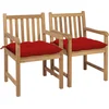 Image de vidaXL - Tuinstoelen - 2 - st - met - rode - kussens - massief - teakhout