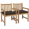 Image de vidaXL - Tuinstoelen - 2 - st - met - taupe - kussens - massief - teakhout