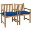 Image de vidaXL - Tuinstoelen - 2 - st - met - blauwe - kussens - massief - teakhout