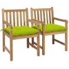 Image de vidaXL - Tuinstoelen - 2 - st - met - heldergroene - kussens - massief - teakhout