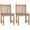 Image de vidaXL - Tuinstoelen - 2 - st - met - kussens - massief - teakhout