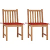 Image de vidaXL - Tuinstoelen - 2 - st - met - kussens - massief - teakhout