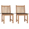 Image de vidaXL - Tuinstoelen - 2 - st - met - kussens - massief - teakhout