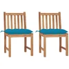 Image de vidaXL - Tuinstoelen - 2 - st - met - kussens - massief - teakhout