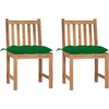 Image de vidaXL - Tuinstoelen - 2 - st - met - kussens - massief - teakhout