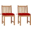 Image de vidaXL - Tuinstoelen - 2 - st - met - kussens - massief - teakhout