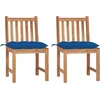 Image de vidaXL - Tuinstoelen - 2 - st - met - kussens - massief - teakhout