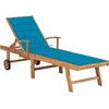 Image de vidaXL - Ligbed - met - blauw - kussen - massief - teakhout
