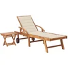 Image de vidaXL - Ligbed - met - tafel - en - kussen - massief - teakhout