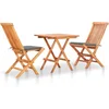 Image de vidaXL - 3-delige - Bistroset - met - grijze - kussens - massief - teakhout