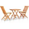 Image de vidaXL - 3-delige - Bistroset - met - crèmekleurige - kussens - massief - teakhout