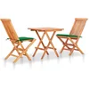 Image de vidaXL - 3-delige - Bistroset - met - groene - kussens - massief - teakhout